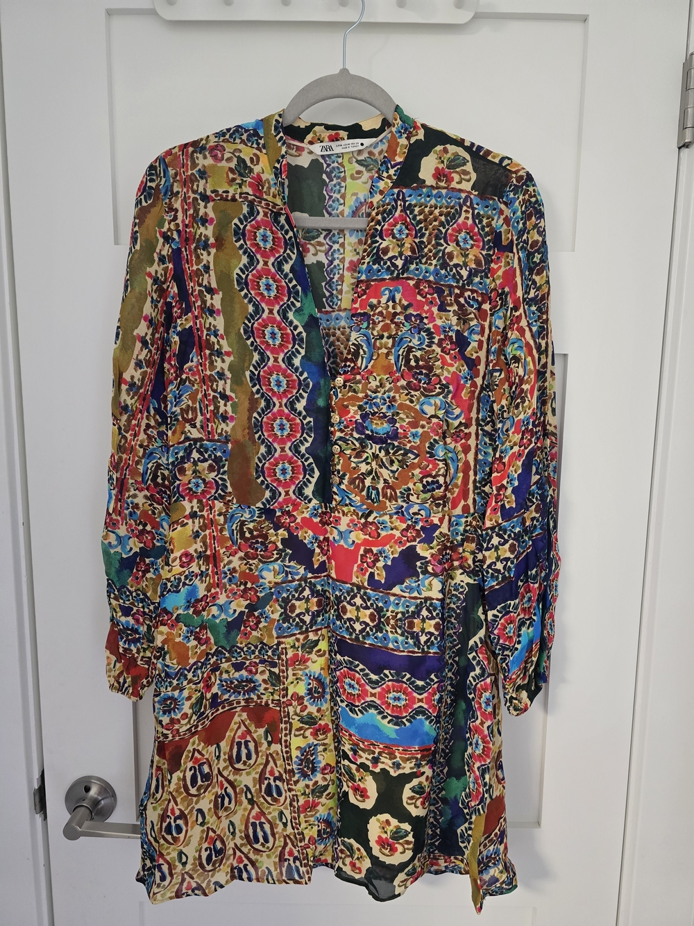 Zara Multicolor Patchwork Long Blazer - Red, Blue, Green, Yellow